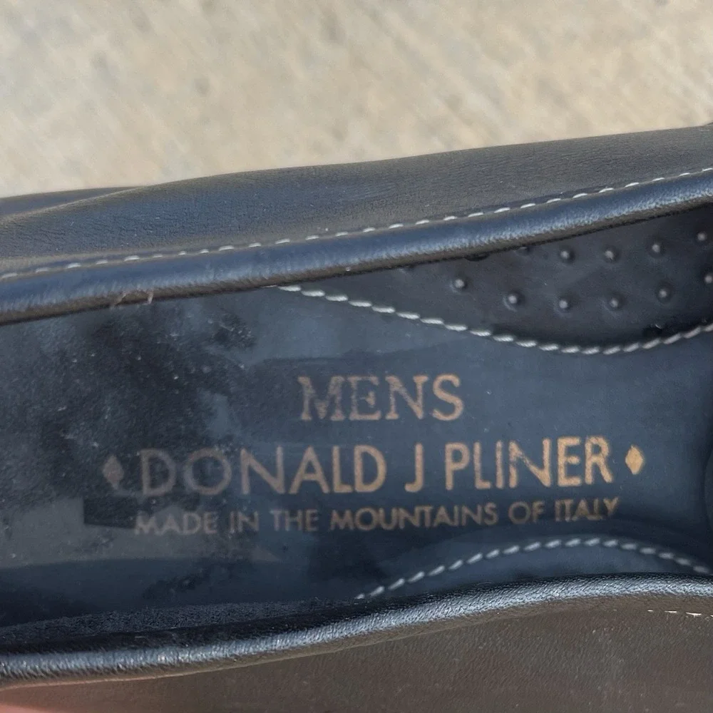 Donald J. Pliner Men's Black Leather Driving Loafers US 11.5 Shoes Made In Italy